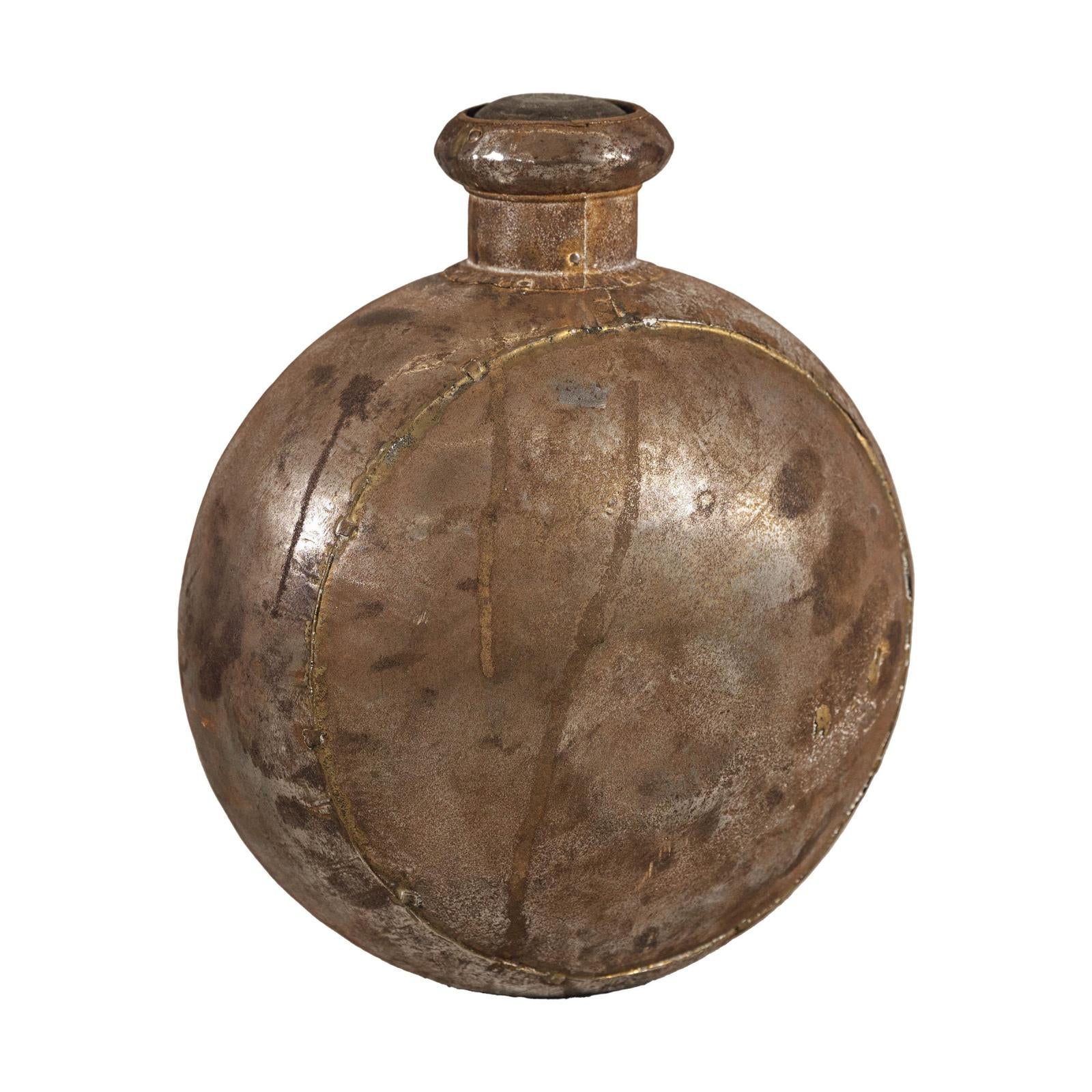 Antique Metal Surahi Decorative Water Vessel, Early 20th Century