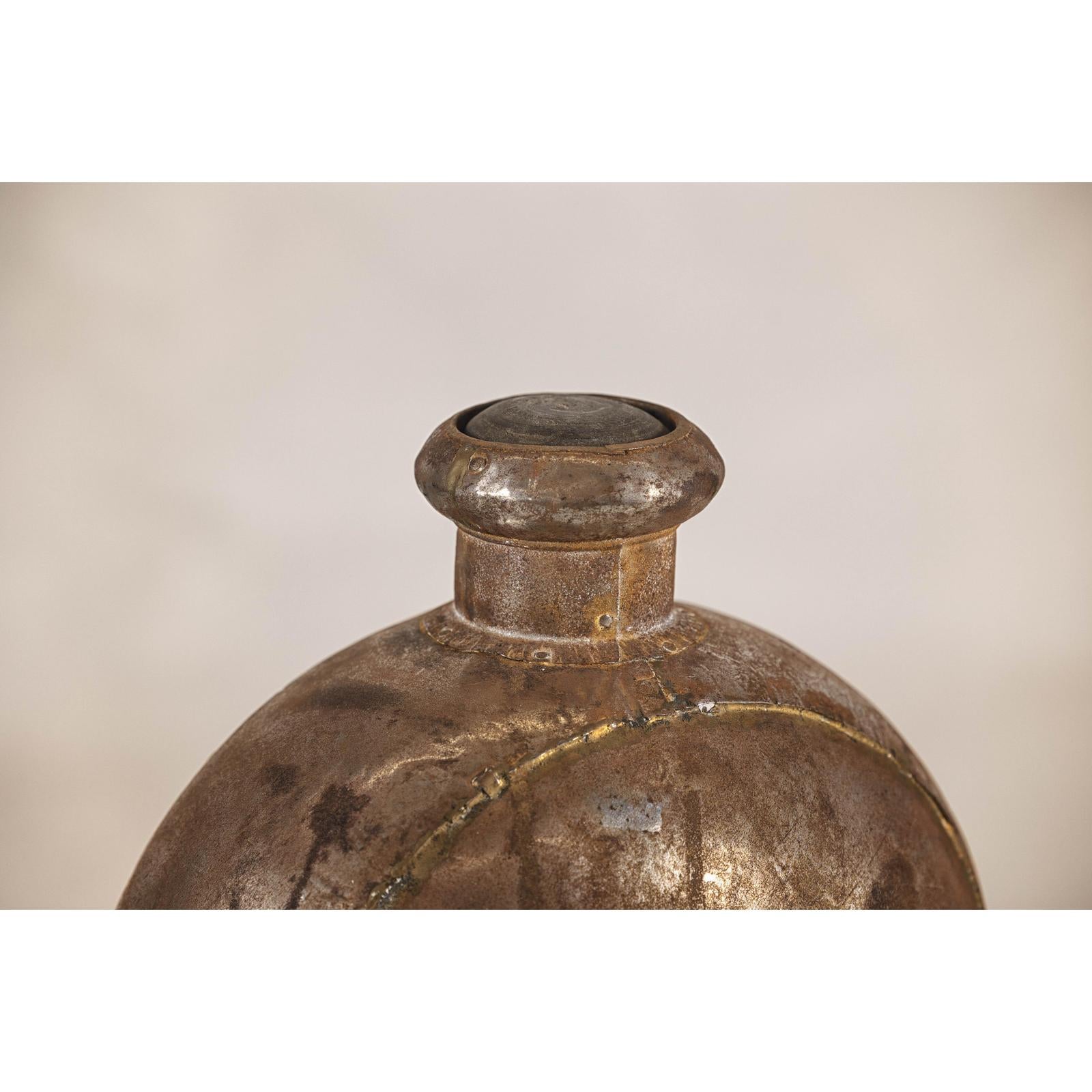 Antique Metal Surahi Decorative Water Vessel, Early 20th Century