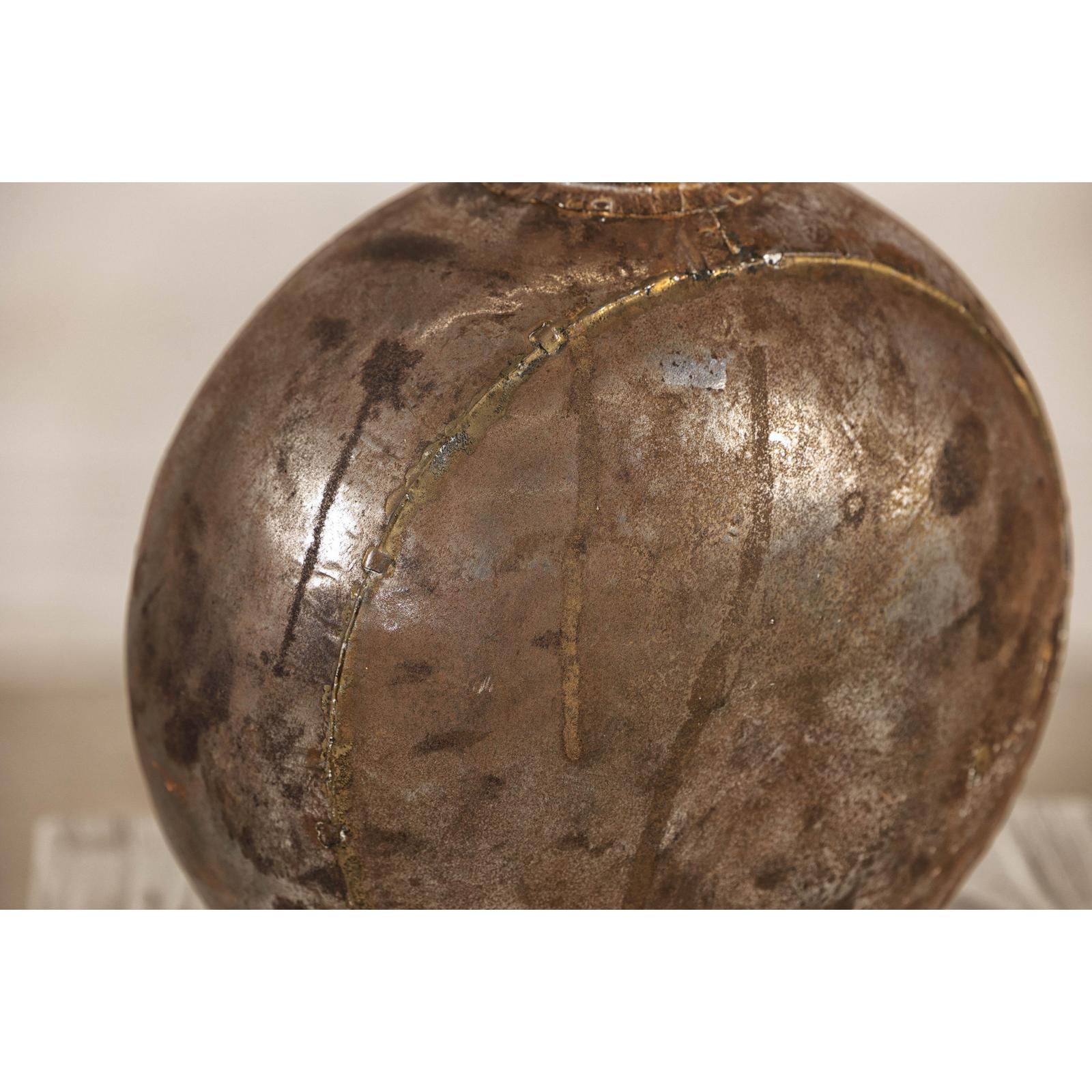 Antique Metal Surahi Decorative Water Vessel, Early 20th Century