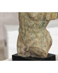 Greco Roman Inspired Classical Bronze Torso Sculpture with Verdigris Patina