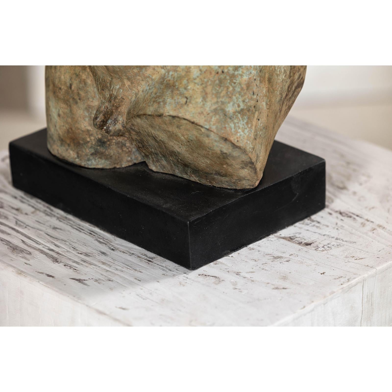 Greco Roman Inspired Classical Bronze Torso Sculpture with Verdigris Patina