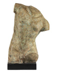 Greco Roman Inspired Classical Bronze Torso Sculpture with Verdigris Patina
