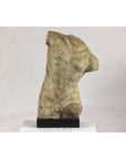 Greco Roman Inspired Classical Bronze Torso Sculpture with Verdigris Patina