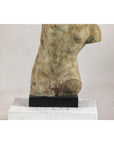 Greco Roman Inspired Classical Bronze Torso Sculpture with Verdigris Patina