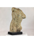 Greco Roman Inspired Classical Bronze Torso Sculpture with Verdigris Patina