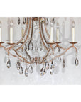 Six-Light Crystal Chandelier with Scrolling Patinated Iron Arms, USA Wired