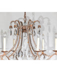 Six-Light Crystal Chandelier with Scrolling Patinated Iron Arms, USA Wired