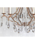 Six-Light Crystal Chandelier with Scrolling Patinated Iron Arms, USA Wired