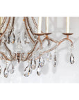 Six-Light Crystal Chandelier with Scrolling Patinated Iron Arms, USA Wired