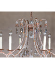 Six-Light Crystal Chandelier with Scrolling Patinated Iron Arms, USA Wired