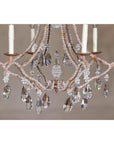 Six-Light Crystal Chandelier with Scrolling Patinated Iron Arms, USA Wired