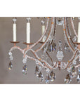 Six-Light Crystal Chandelier with Scrolling Patinated Iron Arms, USA Wired
