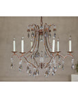 Six-Light Crystal Chandelier with Scrolling Patinated Iron Arms, USA Wired
