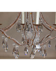 Six-Light Crystal Chandelier with Scrolling Patinated Iron Arms, USA Wired