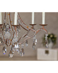 Six-Light Crystal Chandelier with Scrolling Patinated Iron Arms, USA Wired