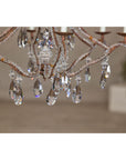 Six-Light Crystal Chandelier with Scrolling Patinated Iron Arms, USA Wired