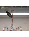 Six-Light Crystal Chandelier with Scrolling Patinated Iron Arms, USA Wired