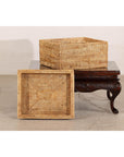 Vintage Country Style Rectangular Rattan Storage Box with Removable Tray Lid