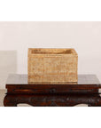 Vintage Country Style Rectangular Rattan Storage Box with Removable Tray Lid