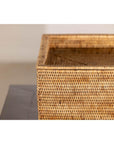 Vintage Country Style Rectangular Rattan Storage Box with Removable Tray Lid