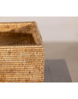 Vintage Country Style Rectangular Rattan Storage Box with Removable Tray Lid