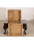 Vintage Country Style Rectangular Rattan Storage Box with Removable Tray Lid