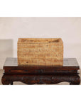 Vintage Country Style Rectangular Rattan Storage Box with Removable Tray Lid