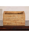 Vintage Country Style Rectangular Rattan Storage Box with Removable Tray Lid