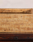 Vintage Country Style Rectangular Rattan Storage Box with Removable Tray Lid