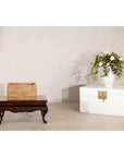 Vintage Country Style Rectangular Rattan Storage Box with Removable Tray Lid