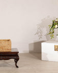 Vintage Country Style Rectangular Rattan Storage Box with Removable Tray Lid