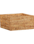 Vintage Country Style Rectangular Rattan Storage Box with Removable Tray Lid