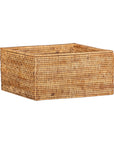Vintage Country Style Rectangular Rattan Storage Box with Removable Tray Lid
