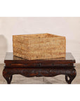Vintage Country Style Rectangular Rattan Storage Box with Removable Tray Lid