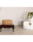 Vintage Country Style Rectangular Rattan Storage Box with Removable Tray Lid