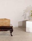 Vintage Country Style Rectangular Rattan Storage Box with Removable Tray Lid