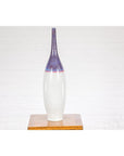White & Purple Ceramic Vase with Skinny Neck