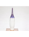 White & Purple Ceramic Vase with Skinny Neck
