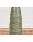 Tall & Slender Green Glazed Ceramic Vase