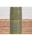 Tall & Slender Green Glazed Ceramic Vase