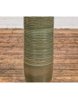 Tall & Slender Green Glazed Ceramic Vase