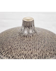 Artisan Handmade Brown Glazed Ceramic Vase with Textured Cream Stokes