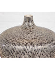 Artisan Handmade Brown Glazed Ceramic Vase with Textured Cream Stokes
