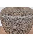 Artisan Handmade Brown Glazed Ceramic Vase with Textured Cream Stokes