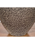 Artisan Handmade Brown Glazed Ceramic Vase with Textured Cream Stokes