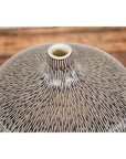 Artisan Handmade Brown Glazed Ceramic Vase with Textured Cream Stokes