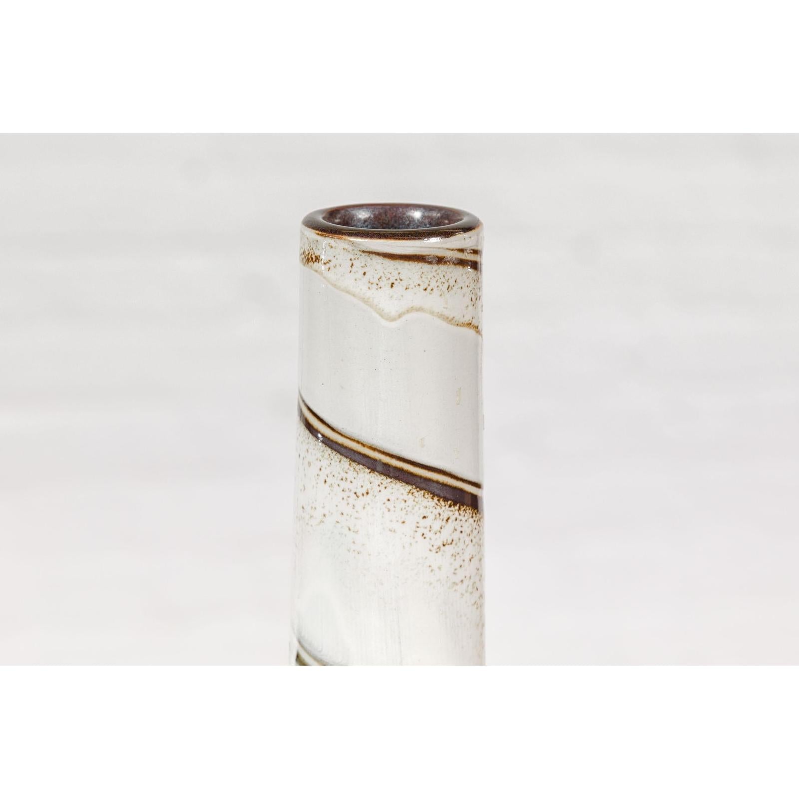 Three Slender Vases with Brown & White Drip, Sold Each