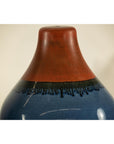 Pair of Artisan Ceramic Vases in Midnight Blue, Pre-Drilled for Lamp Conversion