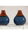 Pair of Artisan Ceramic Vases in Midnight Blue, Pre-Drilled for Lamp Conversion