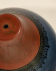 Pair of Artisan Ceramic Vases in Midnight Blue, Pre-Drilled for Lamp Conversion